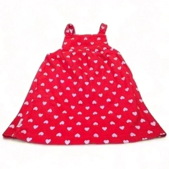 Carter’s - Red w Pink Hearts Overalls Dress- size 18 Months - Picture 3 of 5